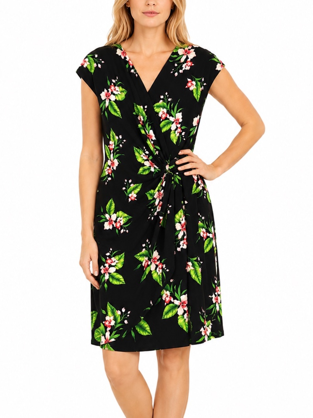 Tommy Bahama Clara Belleza Garden Dress Size Large Faux Wrap Floral Stretch NWT